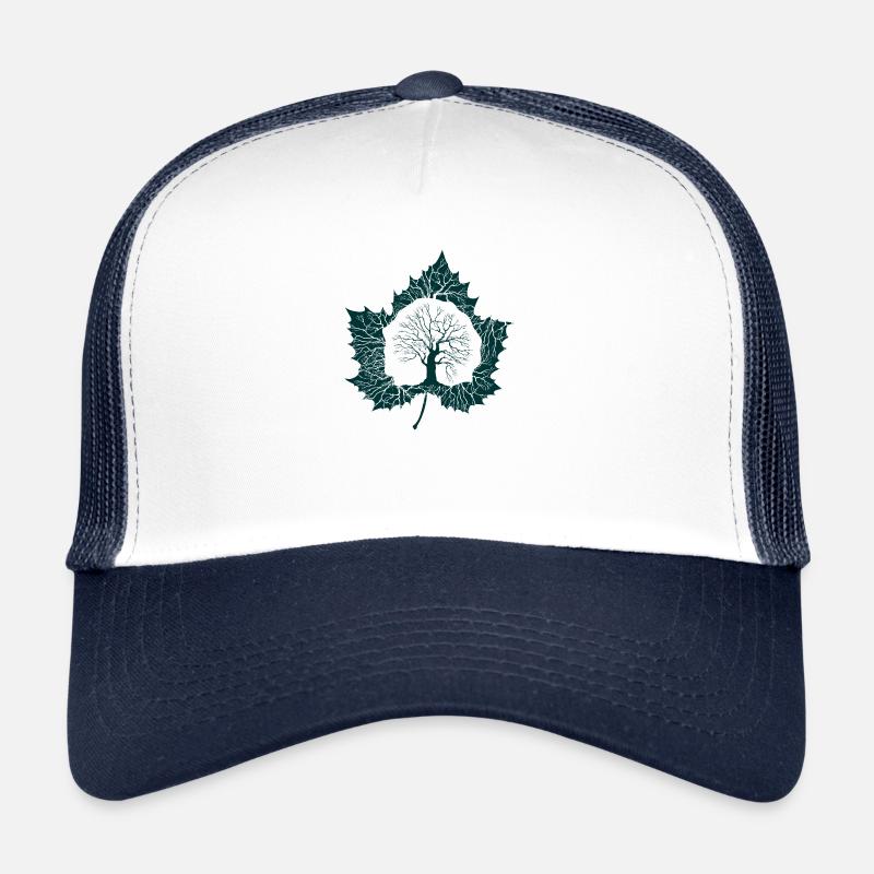 Baum Blatt Geschenkidee Natur Kanada - Trucker Cap - Weiß/Navy