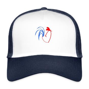 coq bleu blanc rouge - Casquette trucker  - blanc/marine - Devant