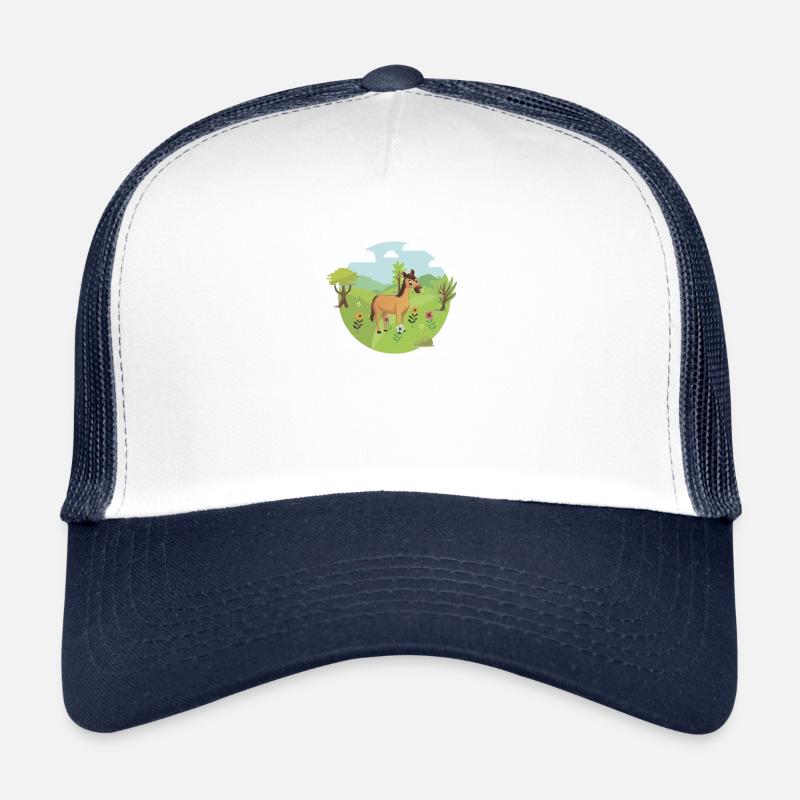 Pferd Pony auf Blumenwiese Mädchen Frauen Babys Trucker Cap