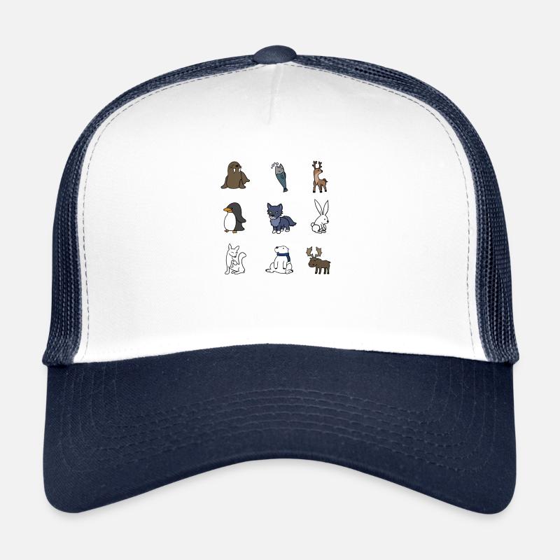 Mignon hiver animaux - Casquette trucker  - blanc/marine