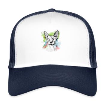 Sphinx cat nude cat sketch - Trucker Cap - white/navy - Front