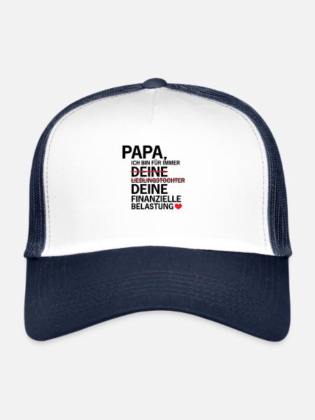 Papa: Finanzielle Belastung - Geschenk - Trucker Cap - Weiß/Navy - Vorne