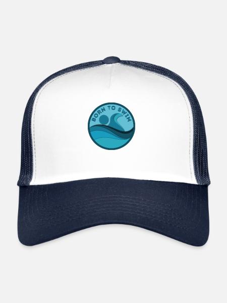 Né pour nager - Casquette trucker  - blanc/marine - Devant