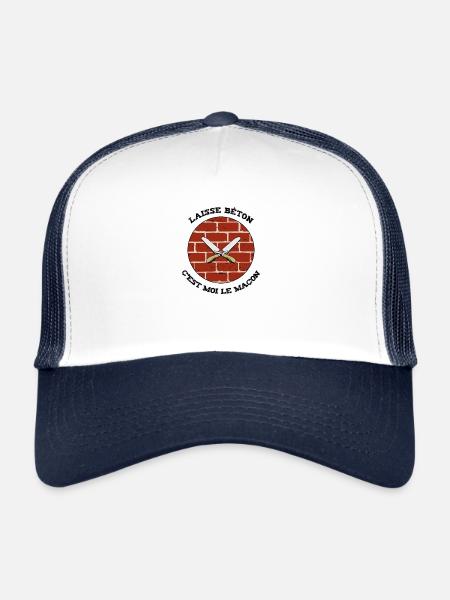 LAISSE BÉTON, C'EST MOI LE MAÇON ! - Jeux de Mots - Casquette trucker  - blanc/marine - Devant