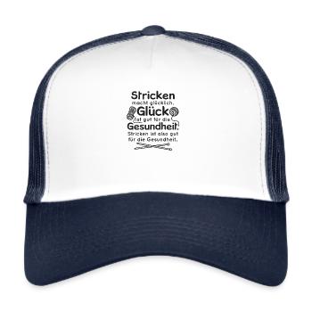 Wool needles knitting happy and health wh - Trucker Cap - white/navy - Front
