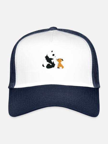 Panda et renard - Casquette trucker  - blanc/marine - Devant