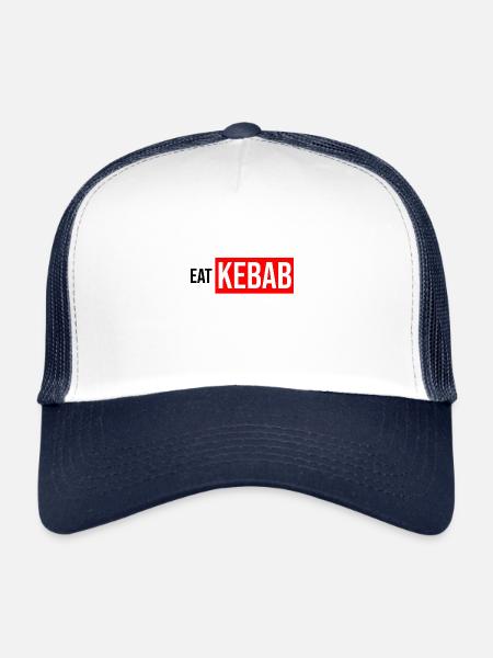 eats a kebab fast food restaurant - Trucker Cap - white/navy - Front