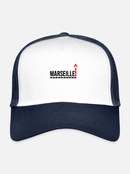 Marseille ville Française Provence - Casquette trucker  - blanc/marine - Devant