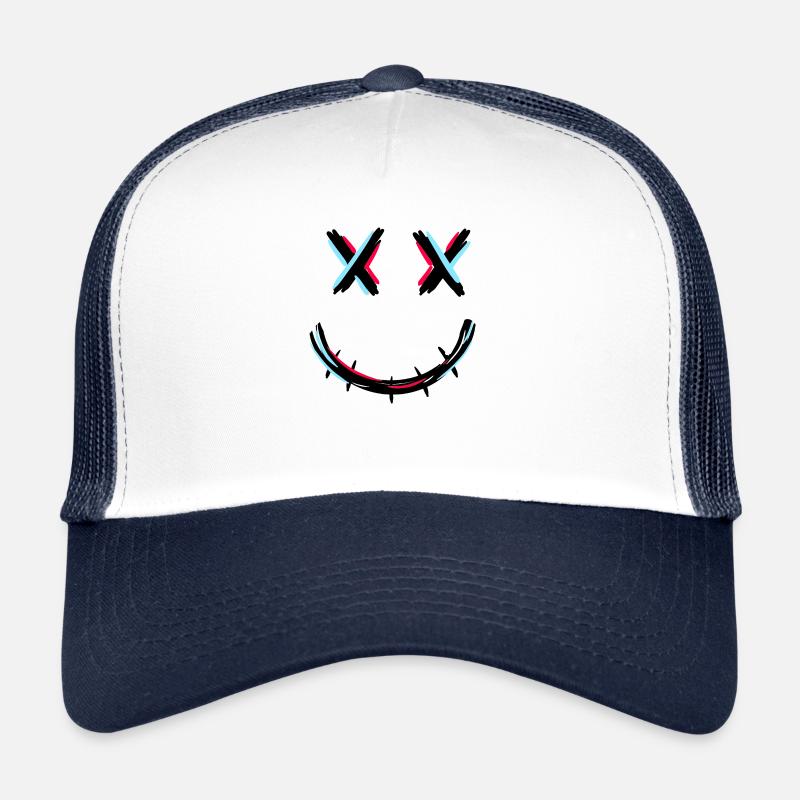 Reißverschluss Mund - Trucker Cap - Weiß/Navy
