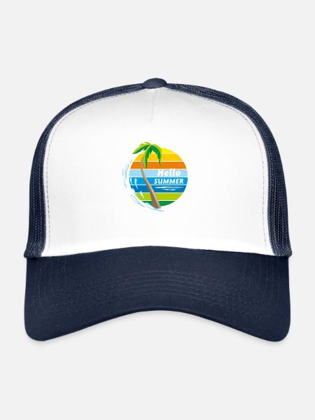 Hello Summer - Trucker Cap - white/navy - Front