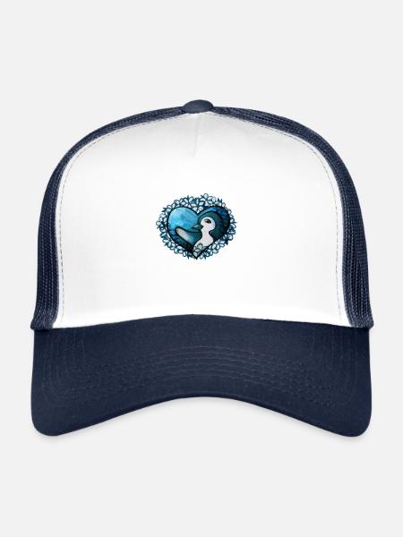 J’aime les pingouins - Casquette trucker  - blanc/marine - Devant