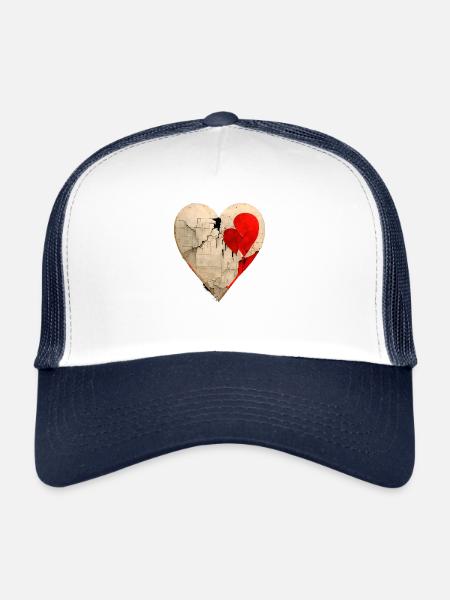 BROKEN HEART - Trucker Cap - white/navy - Front