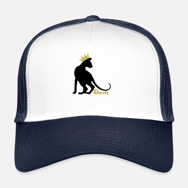 Reine Chat avec couronne: OKH, Peterbald, Sphynx - Casquette trucker  - blanc/marine
