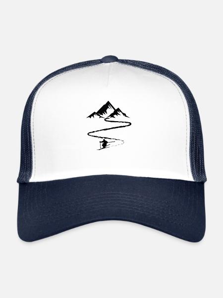 Ski ski ski motif pour skieurs - Casquette trucker  - blanc/marine - Devant
