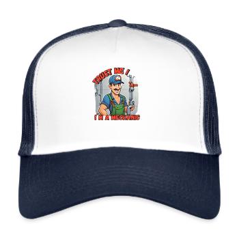 Croyez-moi, je suis mécanicien - Casquette trucker  - blanc/marine - Devant