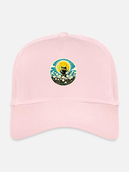 Dandelion Ninja Cat - Trucker Cap - pale pink - Front