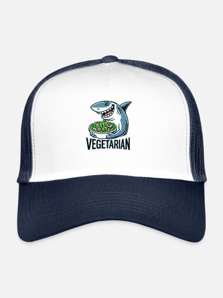 Vegetarian shark - Trucker Cap - white/navy - Front