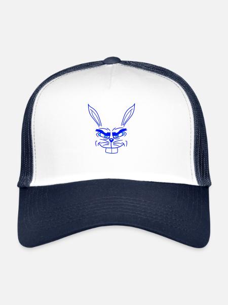 Lapin Monstre Mauvais Œil Dangereux Cool Sourire - Casquette trucker  - blanc/marine - Devant