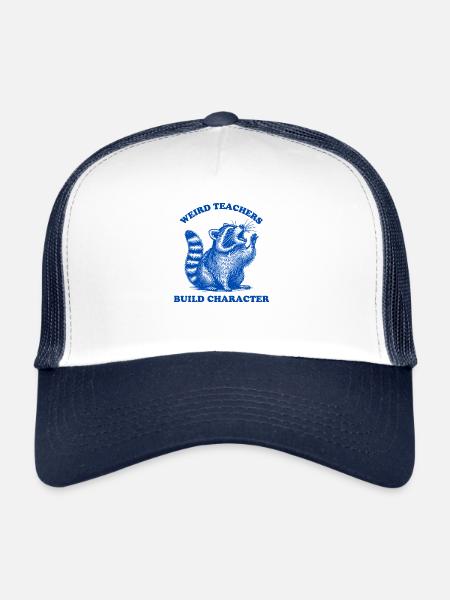 Étrange enseignants construire personnage chemise raton laveur - Casquette trucker  - blanc/marine - Devant