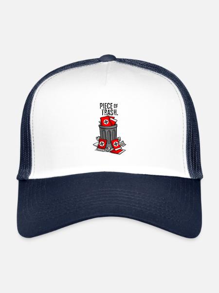 Anti Nazi - Casquette trucker  - blanc/marine - Devant