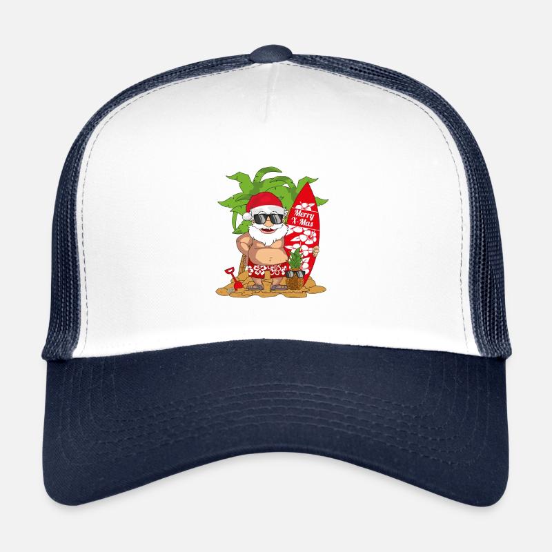 Santa surfing surfboard beach gift Trucker Cap