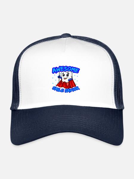 Super-héros dentiste Assistante Smile Cadeau - Casquette trucker  - blanc/marine - Devant