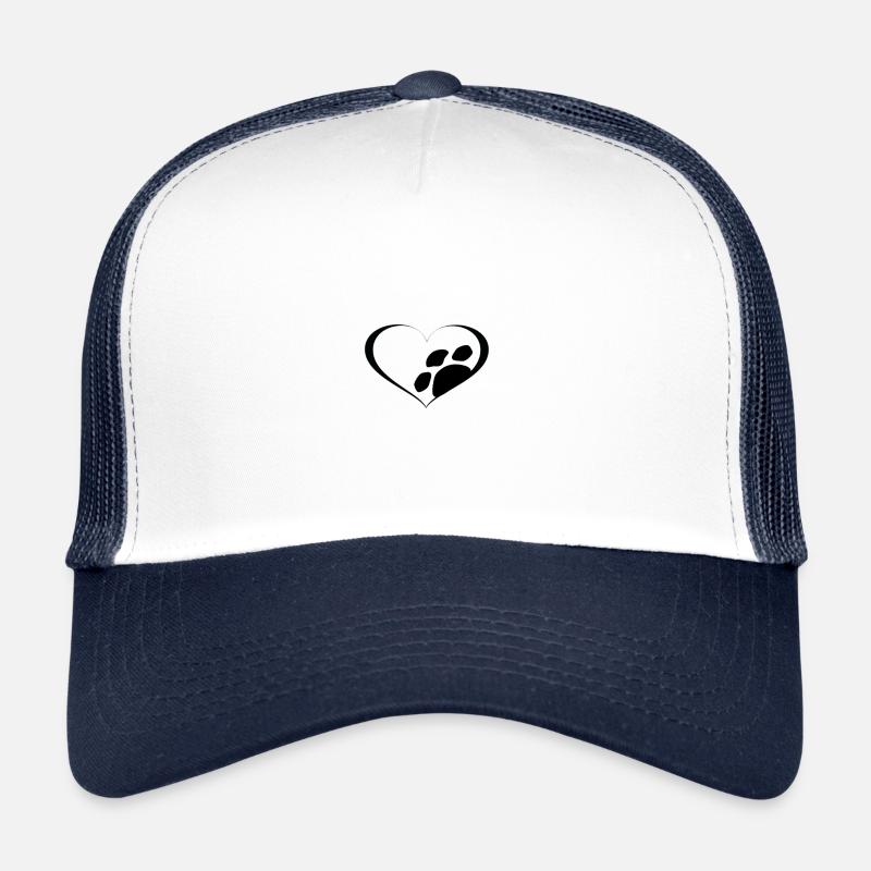 Coeur avec patte, patte d’animal, patte de chien, patte de chat Casquette trucker 