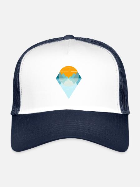 Cadeau souvenir souvenir fjord sunset Norvège - Casquette trucker  - blanc/marine - Devant