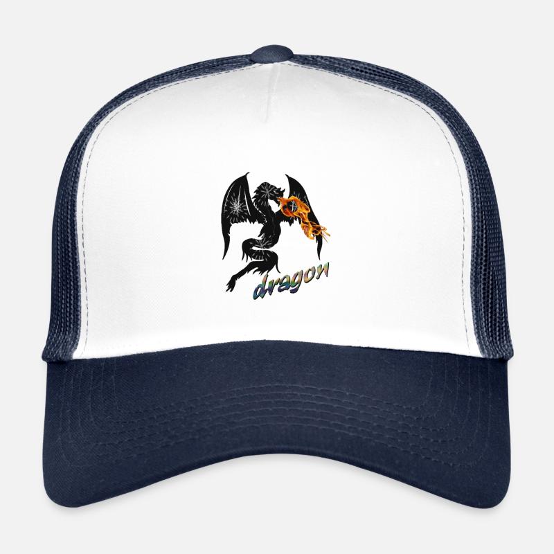 Drache, Der feurige Drache - Trucker Cap - Weiß/Navy