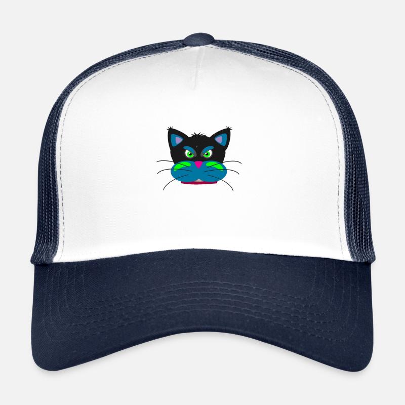 cat ,Funny - Trucker Cap - white/navy