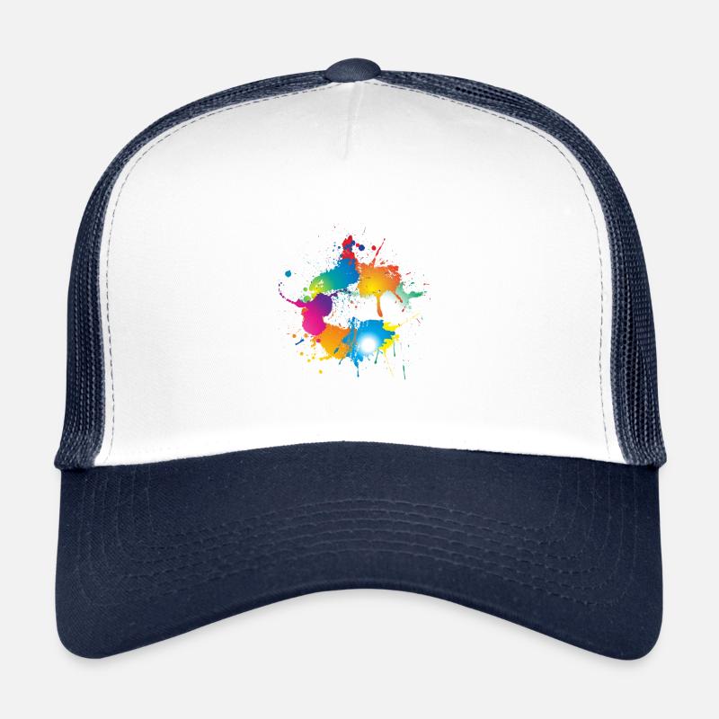 Bunte Farbkleckse ergeben einen Kreis Trucker Cap
