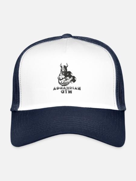 Asgardian Gym Viking Bodybuilding Gym Cadeau - Casquette trucker  - blanc/marine - Devant