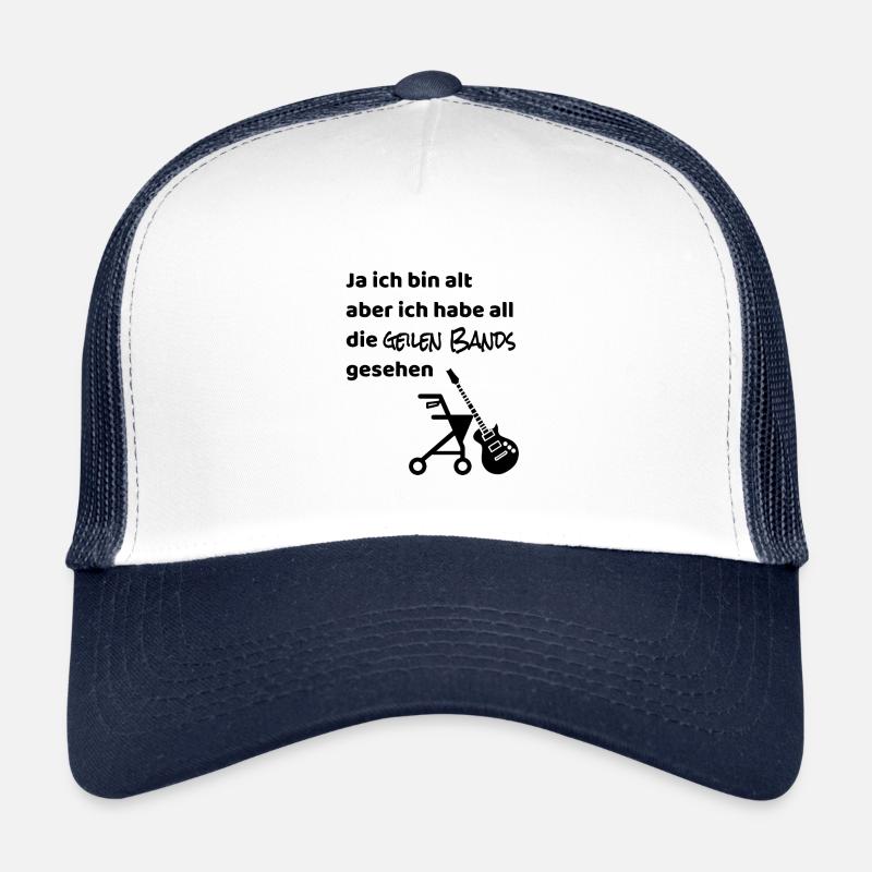 Rollator mit Gitarre - Trucker Cap - Weiß/Navy