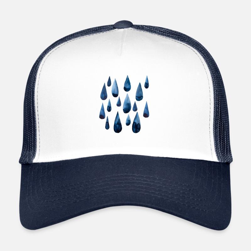 Rain I Raindrop Aquarelle Dessin à la main Casquette trucker 