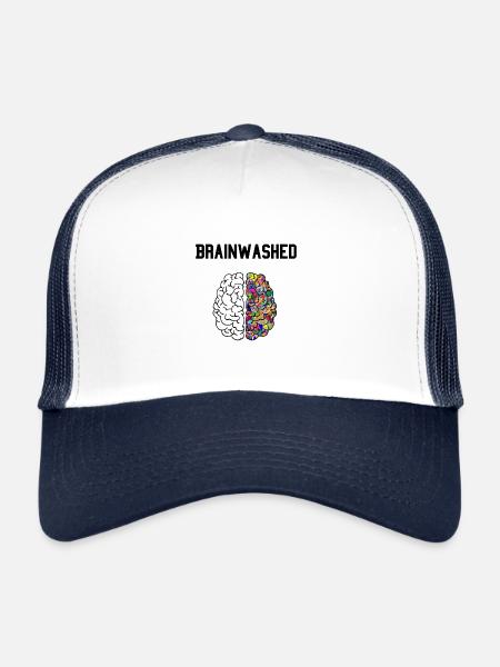 Idée de cadeau drôle de cerveau lavé cerveau - Casquette trucker  - blanc/marine - Devant