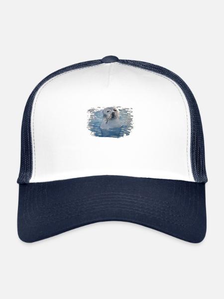 Phoque phoque - Casquette trucker  - blanc/marine - Devant