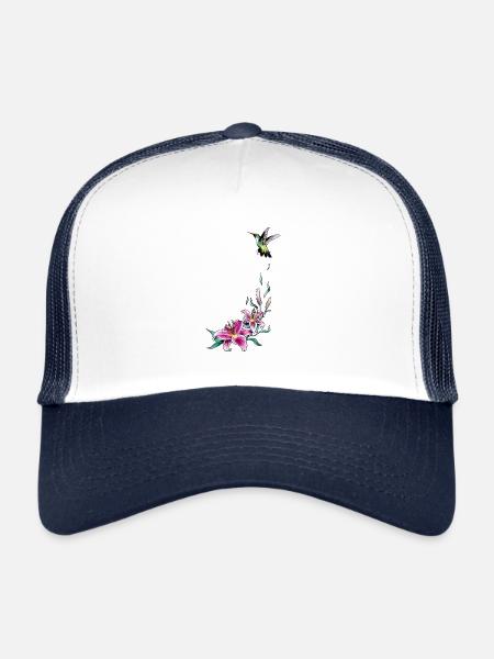Colibri fleur de Lielie - Casquette trucker  - blanc/marine - Devant