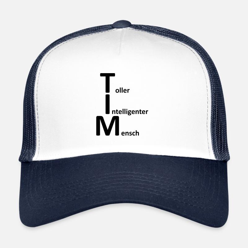 Tim, nom description prénom - Casquette trucker  - blanc/marine