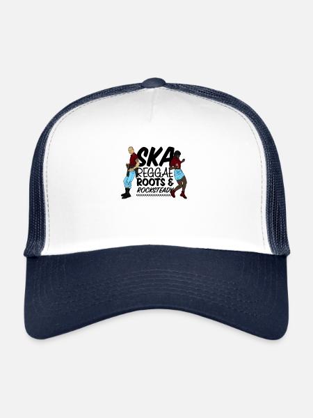 Trojan Skinhead Reggae imprimé - Ska, racines et - Casquette trucker  - blanc/marine - Devant