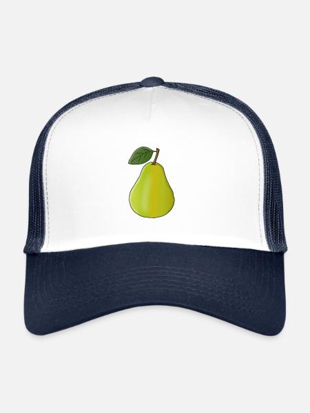 Poire avec feuille - Casquette trucker  - blanc/marine - Devant