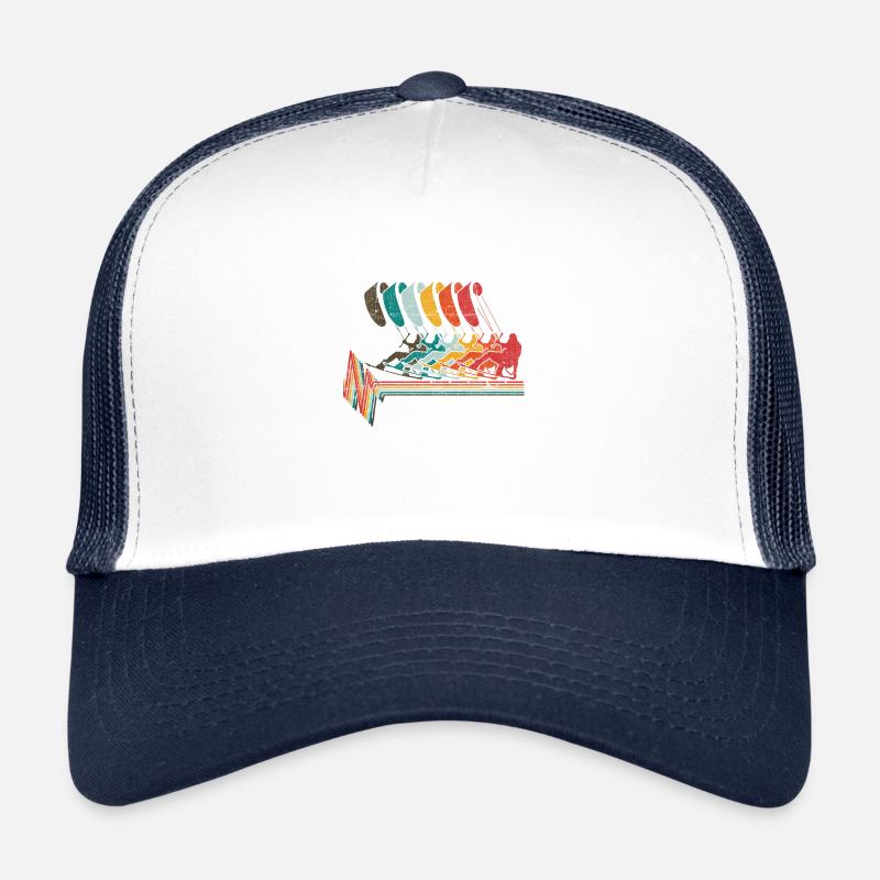 Herzschlag Kitesurfen Kiteboard Surfen Vintage - Trucker Cap - Weiß/Navy