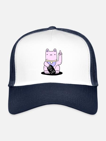 LUCK CAT - Trucker Cap - white/navy - Front
