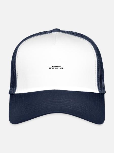 Heilbronn Koordinaten - Trucker Cap - Weiß/Navy - Vorne