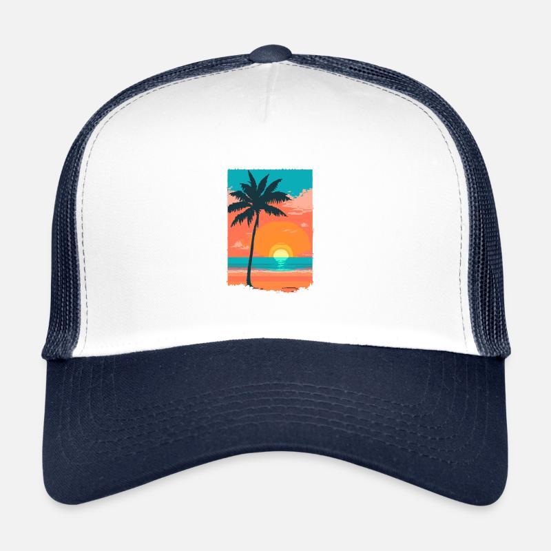 Retro-Sonnenaufgang am Strand Trucker Cap