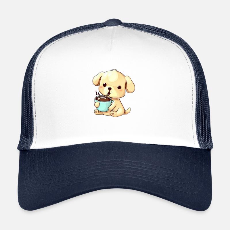 Chien buveur de café Casquette trucker 