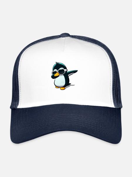 Der dabbende Pinguin - Trucker Cap - Weiß/Navy - Vorne