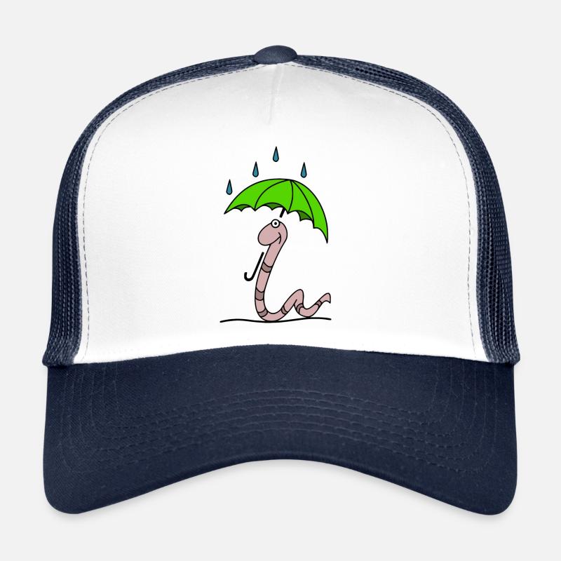 Worm with umbrella Trucker Cap