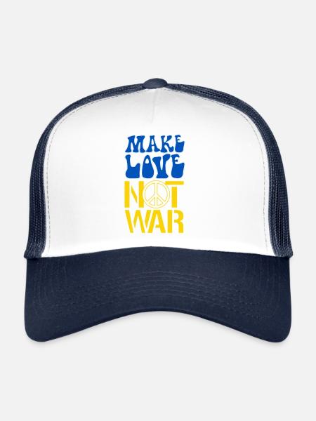 Make Love Not War | Ukraine Peace is the only way - Trucker Cap - white/navy - Front