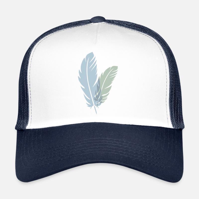 Deux plumes - Casquette trucker  - blanc/marine