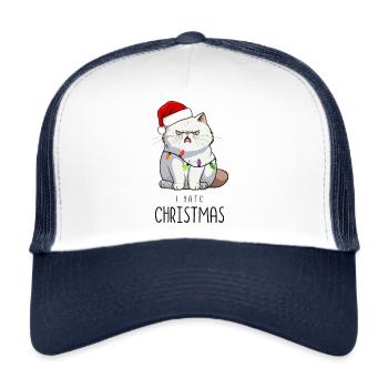 Hate Christmas Kitty - Trucker Cap - Weiß/Navy - Vorne